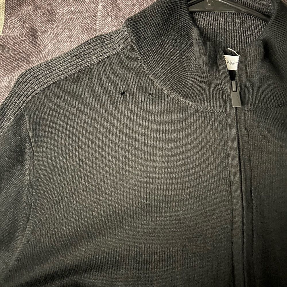 NWT Calvin Klein Black Full Zip Sweater - Picture 5 of 5